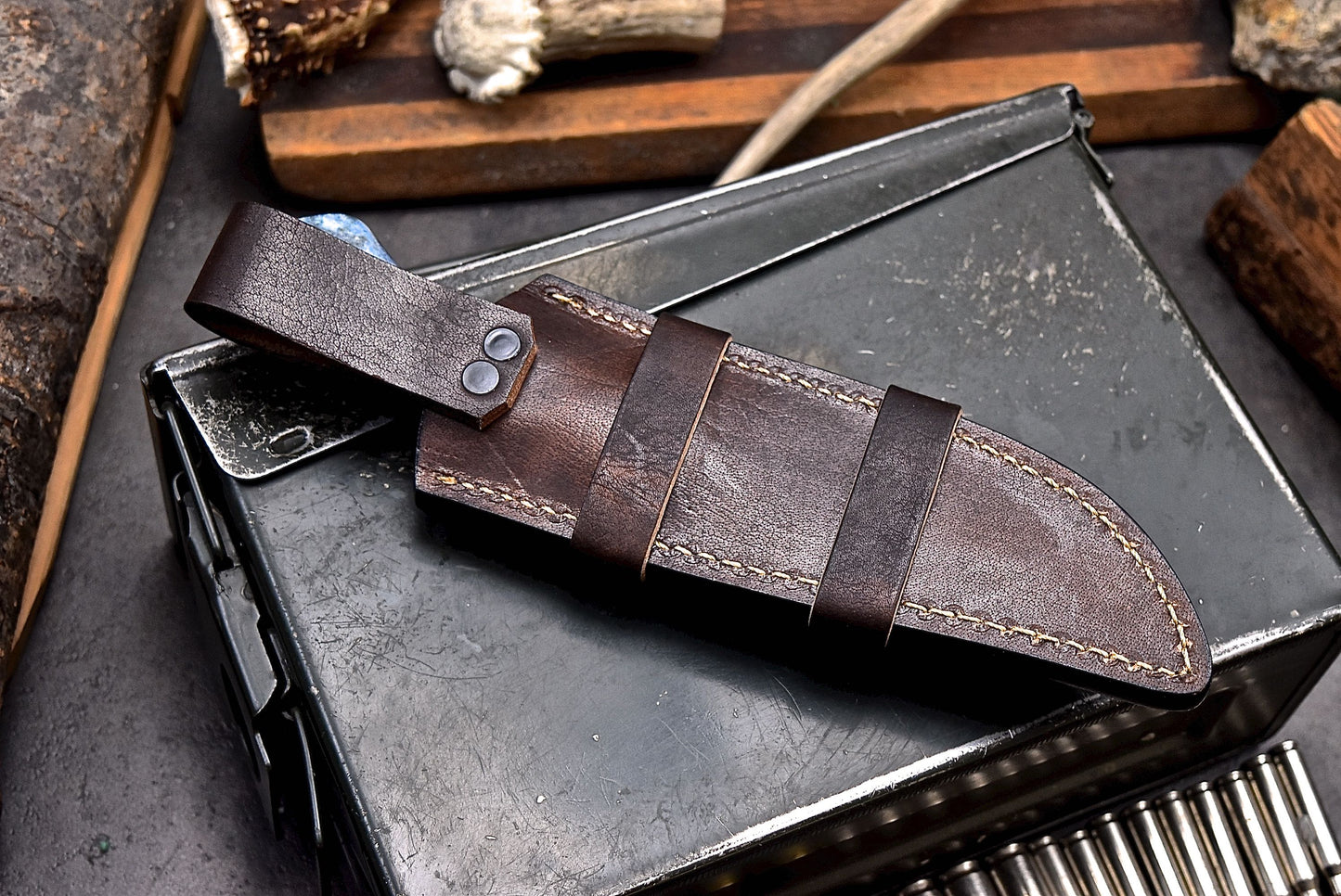 CFK Handmade AUS 8 Custom BLUE CAMEL BONE Hunting BIG GAME Skinner Sport Knife Set