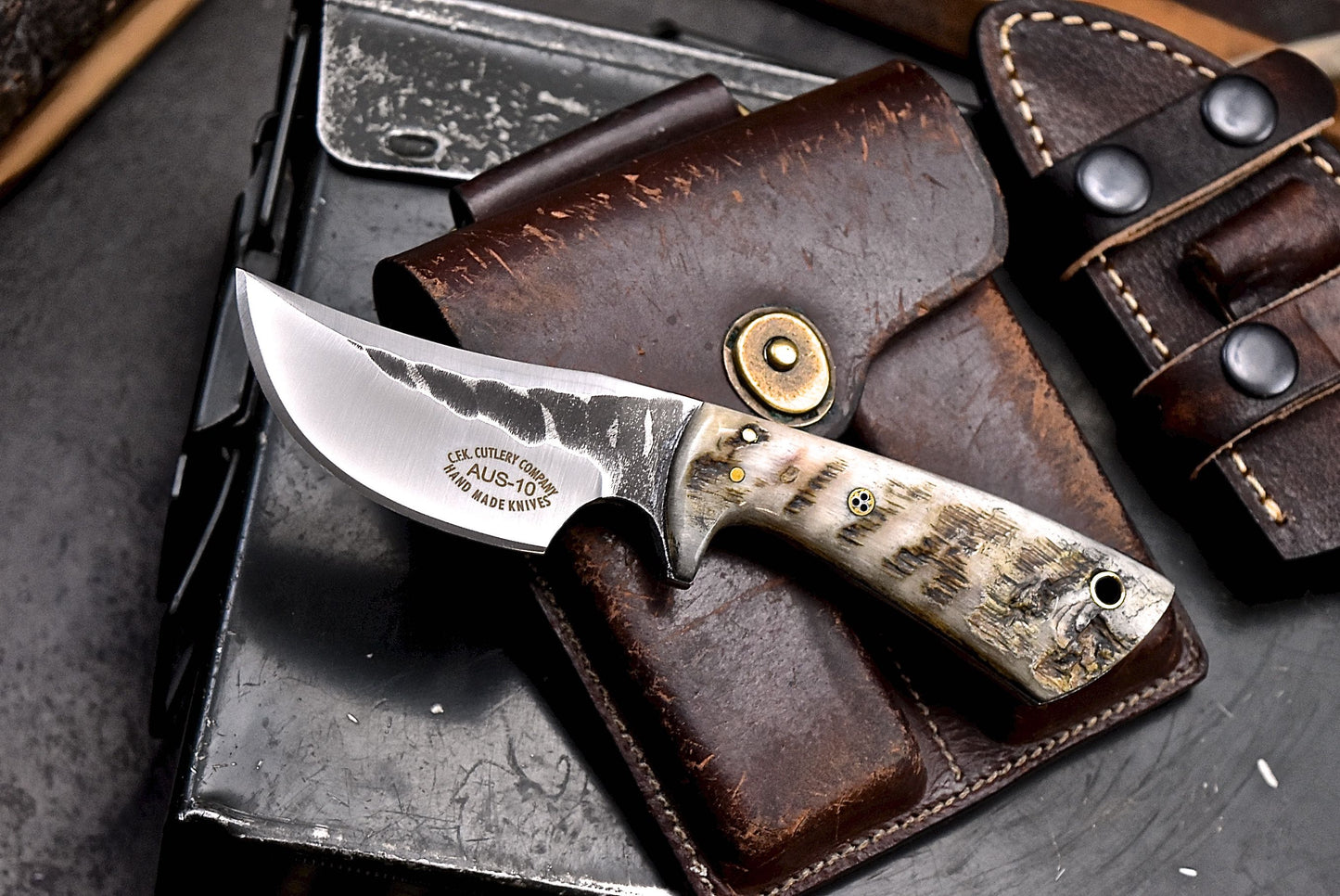 CFK Handmade AUS 10 Custom SHEEP HORN Small EDC Sport Hunting Skinner Knife Set