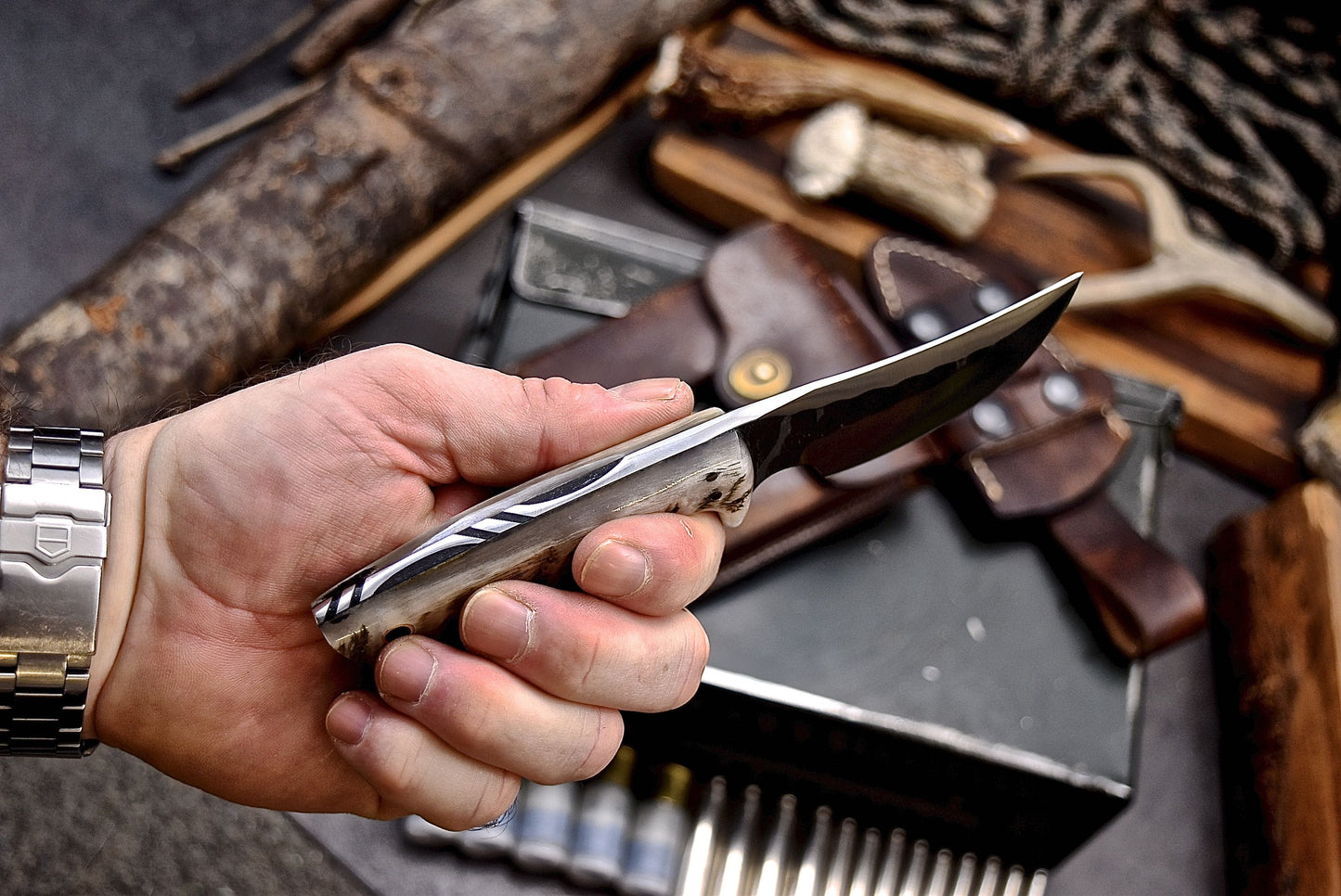 CFK Handmade AUS 10 Custom SHEEP HORN Small EDC Sport Hunting Skinner Knife Set