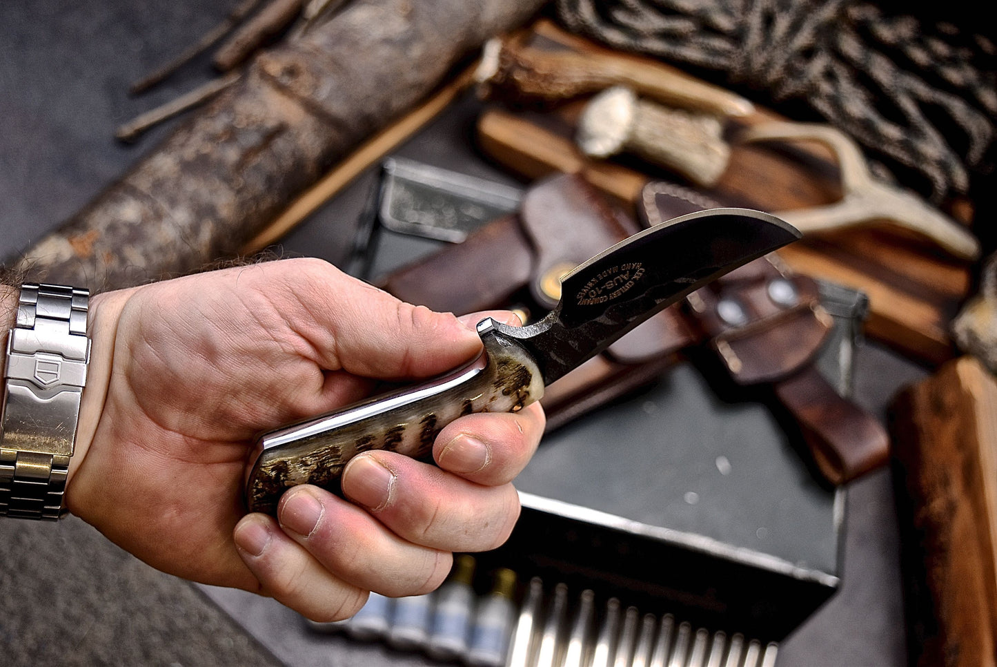 CFK Handmade AUS 10 Custom SHEEP HORN Small EDC Sport Hunting Skinner Knife Set
