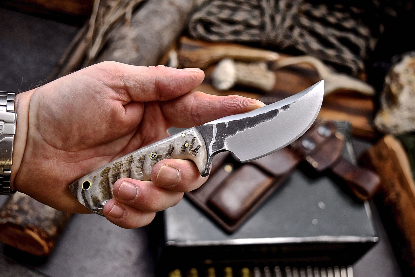 CFK Handmade AUS 10 Custom SHEEP HORN Small EDC Sport Hunting Skinner Knife Set