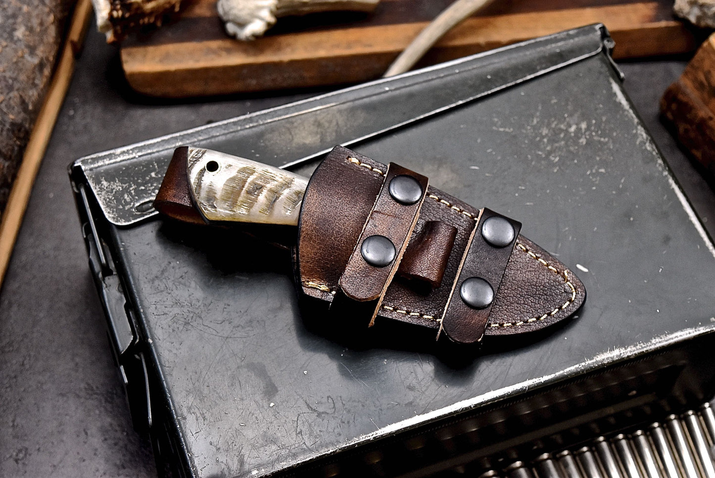 CFK Handmade AUS 10 Custom SHEEP HORN Small EDC Sport Hunting Skinner Knife Set