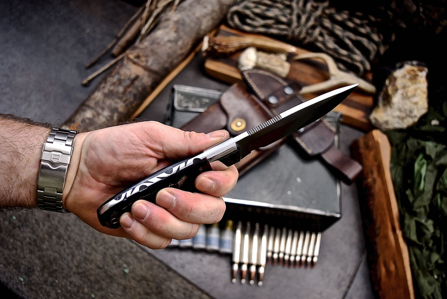 CFK Handmade 440C Custom SHEEP HORN Hunting Skinner Camping Sport Knife Set