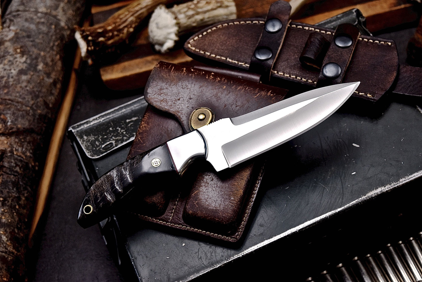 CFK Handmade D2 Custom SHEEP HORN Large Hunting Skinner Camping Sport Knife Set