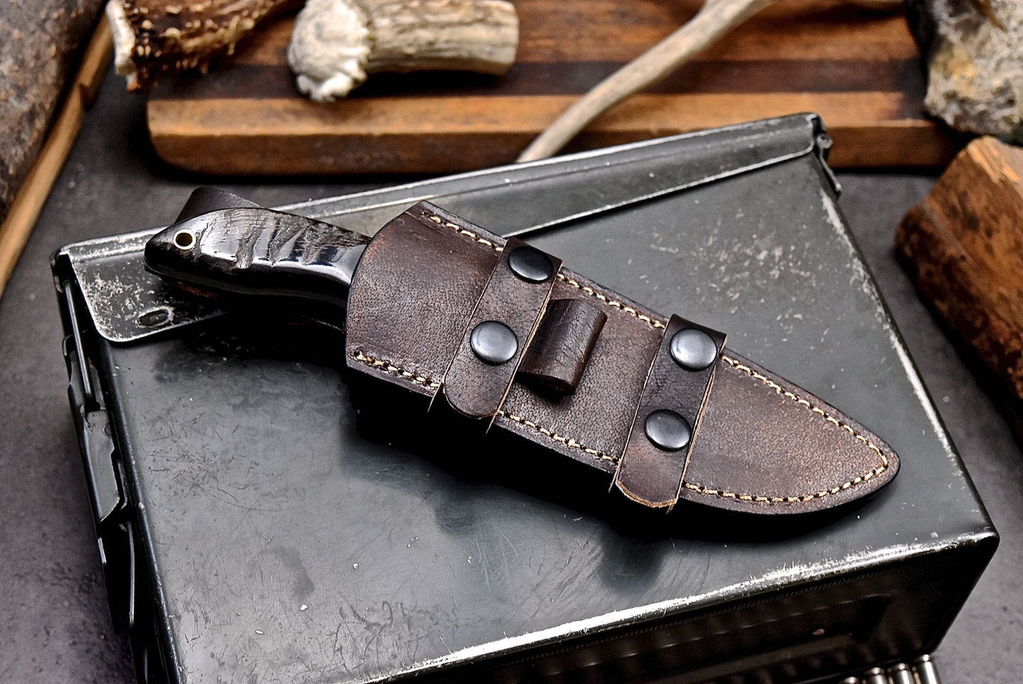 CFK Handmade D2 Custom SHEEP HORN Large Hunting Skinner Camping Sport Knife Set