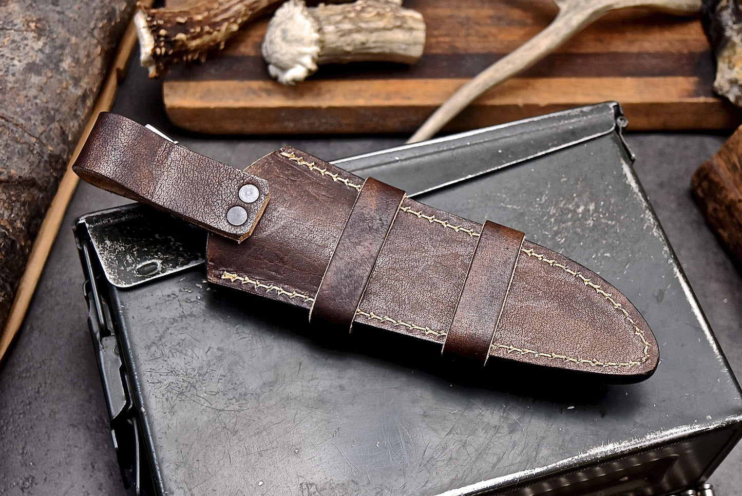 CFK Handmade 440C Custom GENUINE SHEEP HORN Hunting Skinner Camping Knife Set