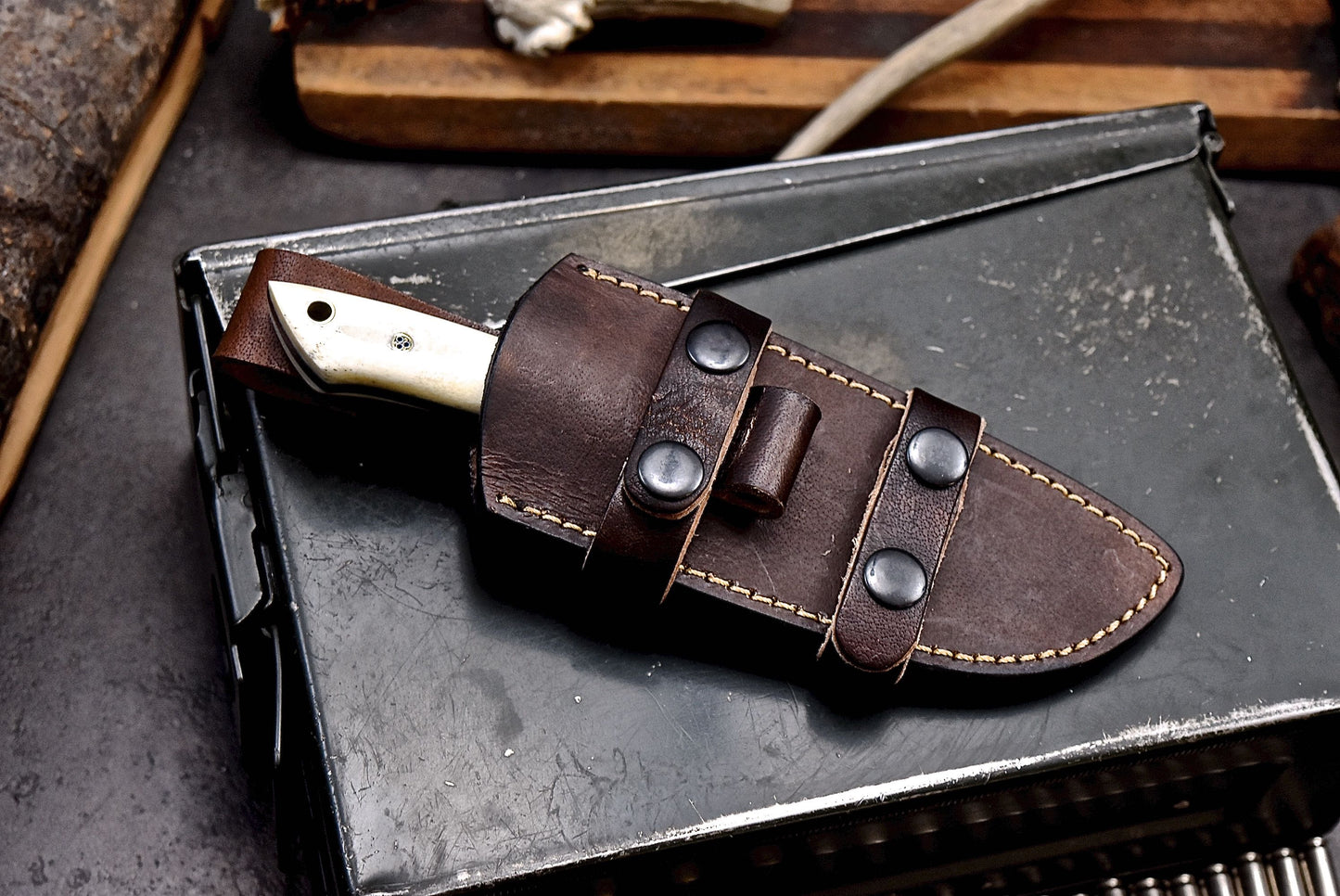 CFK Handmade 52100 Custom CAMEL BONE Small Skinner EDC Sport Skinner Knife Set