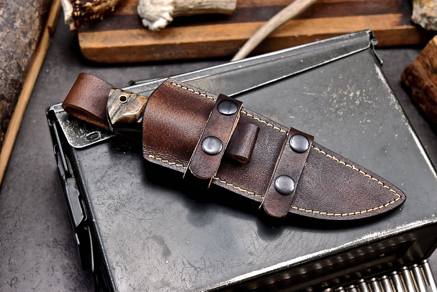 CFK Handmade D2 Custom SHEEP HORN Hunting Skinner Camping Sport Knife Set