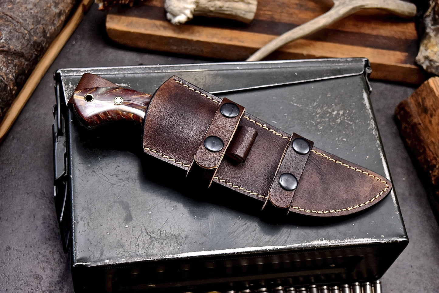 CFK Handmade 440C Custom PINE CONE CORELON Hunting Skinner Chopper Hunting Knife Set