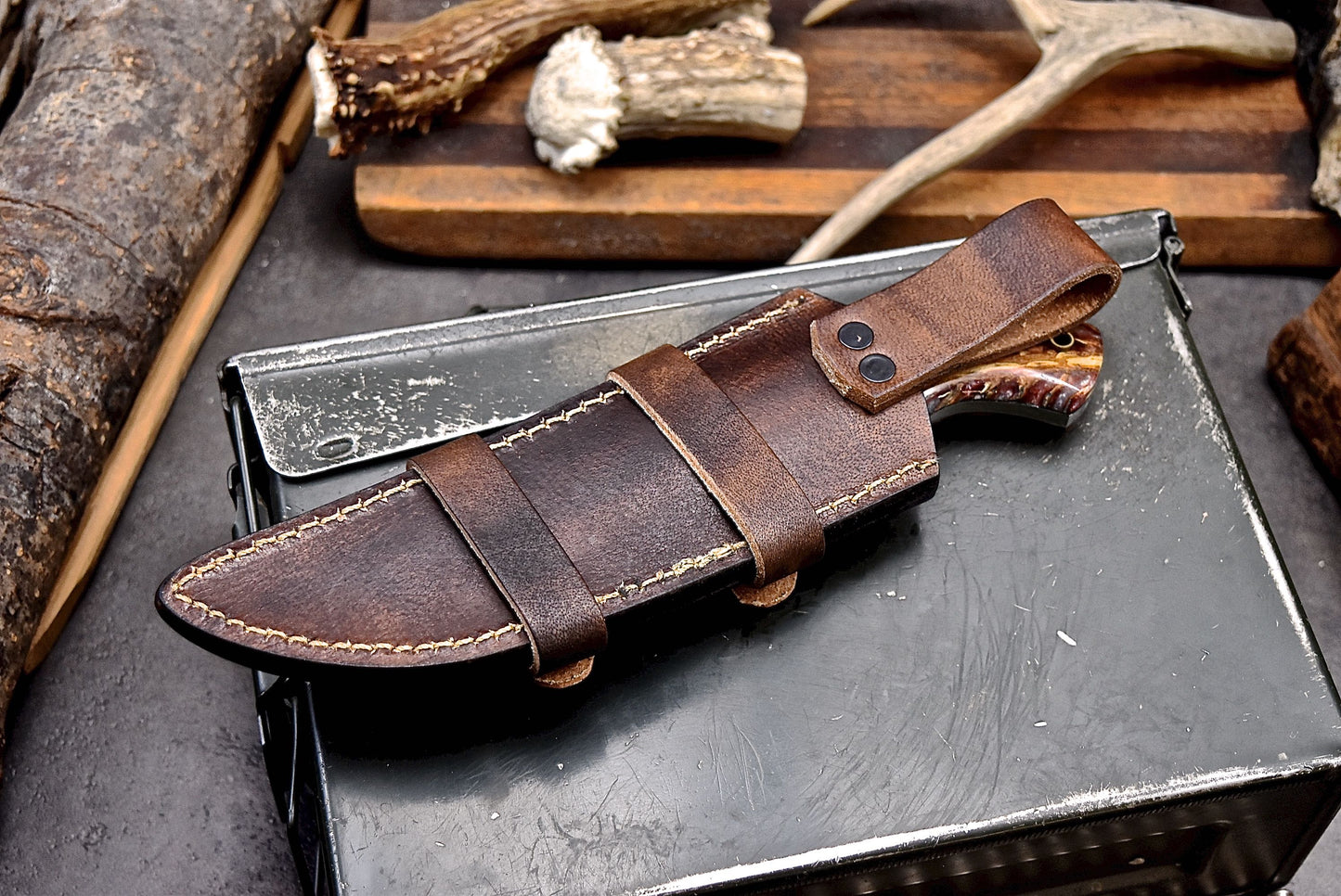 CFK Handmade 440C Custom PINE CONE CORELON Hunting Skinner Chopper Hunting Knife Set