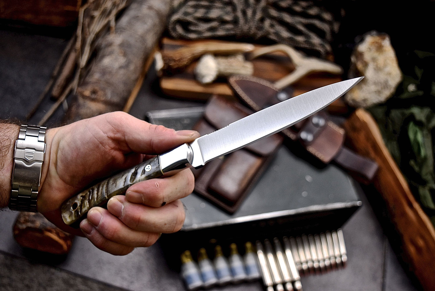 CFK Handmade 440C Custom SHEEP HORN Fillet Fish Fishing Hunting Skinner Sport Knife Set