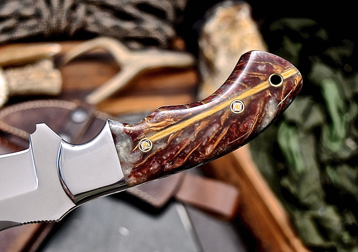 CFK Handmade 440C Custom PINE CONE CORELON Hunting Skinner Chopper Hunting Knife Set